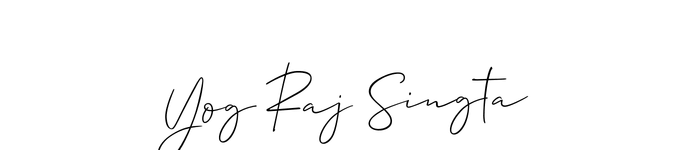 This is the best signature style for the Yog Raj Singta name. Also you like these signature font (Allison_Script). Mix name signature. Yog Raj Singta signature style 2 images and pictures png