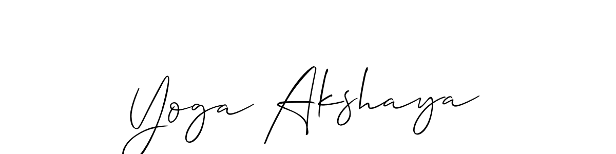 Make a beautiful signature design for name Yoga Akshaya. With this signature (Allison_Script) style, you can create a handwritten signature for free. Yoga Akshaya signature style 2 images and pictures png