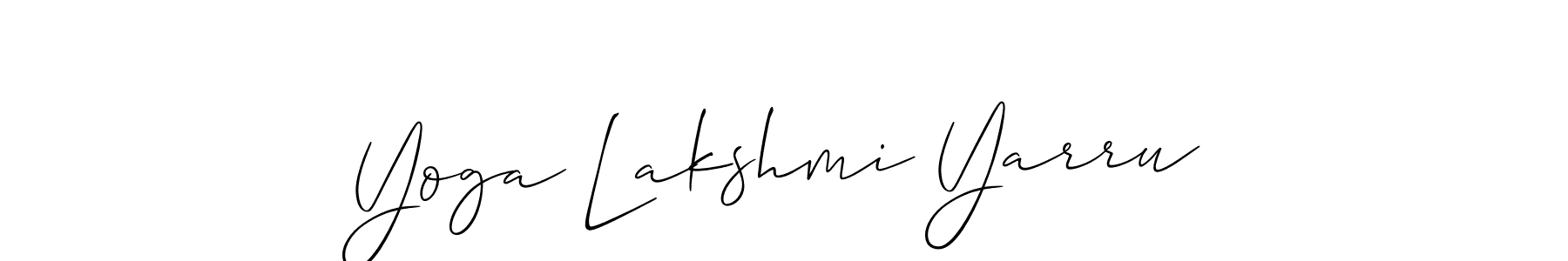 Make a beautiful signature design for name Yoga Lakshmi Yarru. With this signature (Allison_Script) style, you can create a handwritten signature for free. Yoga Lakshmi Yarru signature style 2 images and pictures png