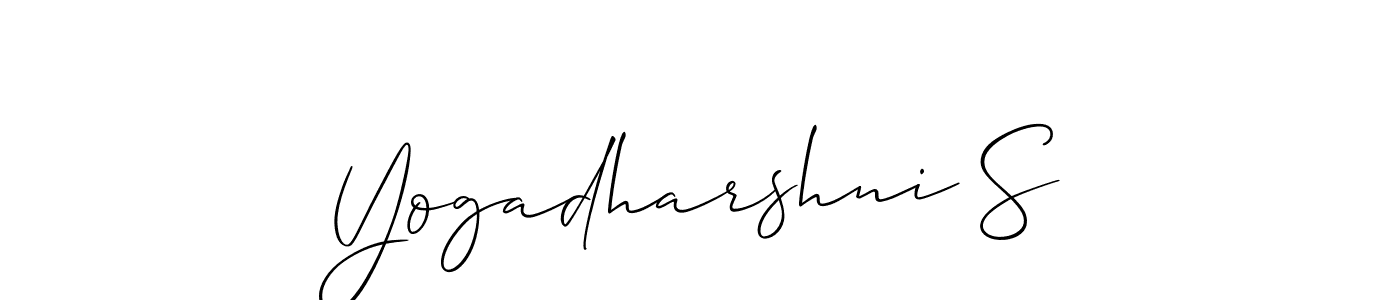 Use a signature maker to create a handwritten signature online. With this signature software, you can design (Allison_Script) your own signature for name Yogadharshni S. Yogadharshni S signature style 2 images and pictures png
