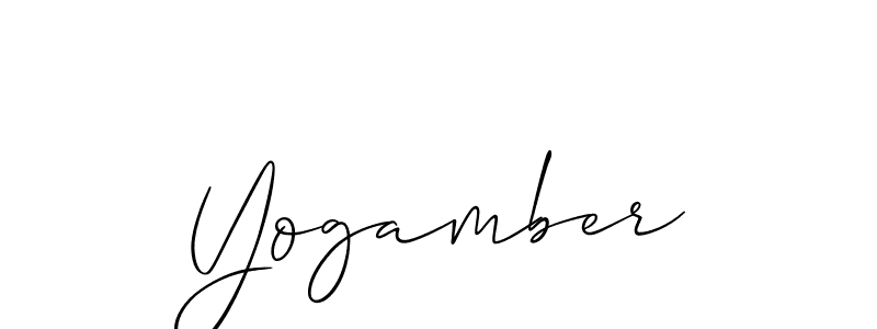 Use a signature maker to create a handwritten signature online. With this signature software, you can design (Allison_Script) your own signature for name Yogamber. Yogamber signature style 2 images and pictures png