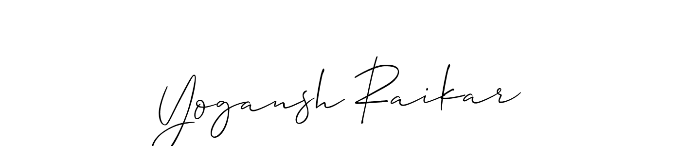 Create a beautiful signature design for name Yogansh Raikar. With this signature (Allison_Script) fonts, you can make a handwritten signature for free. Yogansh Raikar signature style 2 images and pictures png