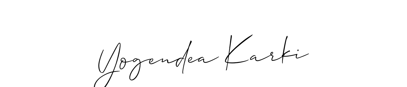 if you are searching for the best signature style for your name Yogendea Karki. so please give up your signature search. here we have designed multiple signature styles  using Allison_Script. Yogendea Karki signature style 2 images and pictures png