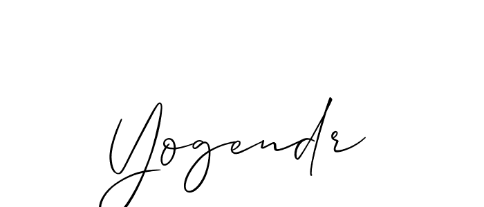 Use a signature maker to create a handwritten signature online. With this signature software, you can design (Allison_Script) your own signature for name Yogendr. Yogendr signature style 2 images and pictures png