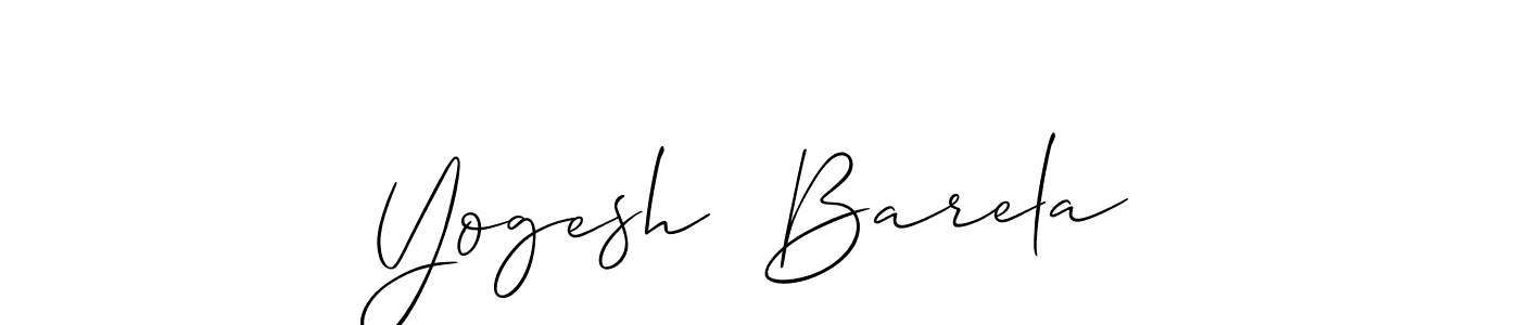 The best way (Allison_Script) to make a short signature is to pick only two or three words in your name. The name Yogesh  Barela include a total of six letters. For converting this name. Yogesh  Barela signature style 2 images and pictures png