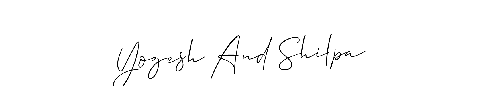 Also You can easily find your signature by using the search form. We will create Yogesh And Shilpa name handwritten signature images for you free of cost using Allison_Script sign style. Yogesh And Shilpa signature style 2 images and pictures png