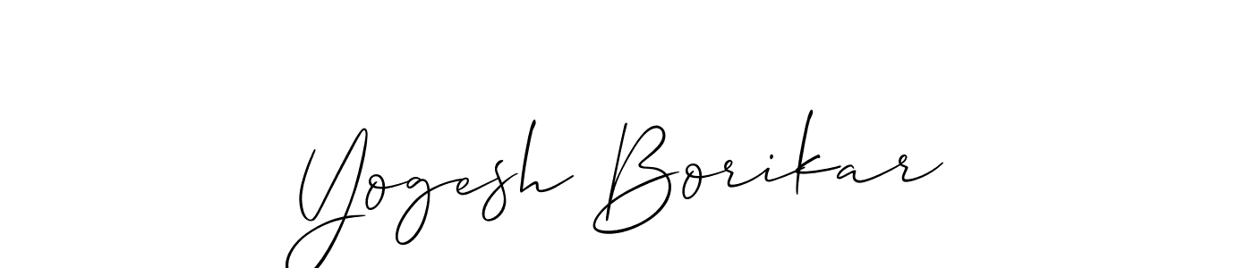 Make a beautiful signature design for name Yogesh Borikar. With this signature (Allison_Script) style, you can create a handwritten signature for free. Yogesh Borikar signature style 2 images and pictures png
