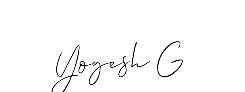 Make a short Yogesh G signature style. Manage your documents anywhere anytime using Allison_Script. Create and add eSignatures, submit forms, share and send files easily. Yogesh G signature style 2 images and pictures png