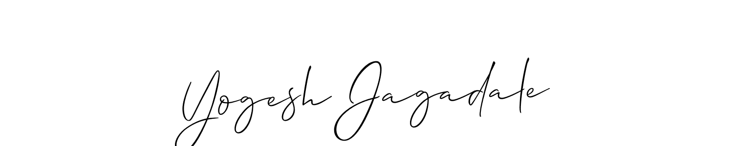 Allison_Script is a professional signature style that is perfect for those who want to add a touch of class to their signature. It is also a great choice for those who want to make their signature more unique. Get Yogesh Jagadale name to fancy signature for free. Yogesh Jagadale signature style 2 images and pictures png