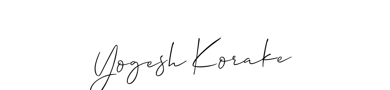 How to make Yogesh Korake name signature. Use Allison_Script style for creating short signs online. This is the latest handwritten sign. Yogesh Korake signature style 2 images and pictures png