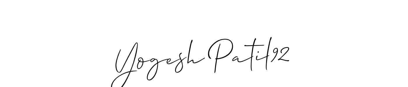 The best way (Allison_Script) to make a short signature is to pick only two or three words in your name. The name Yogesh Patil92 include a total of six letters. For converting this name. Yogesh Patil92 signature style 2 images and pictures png