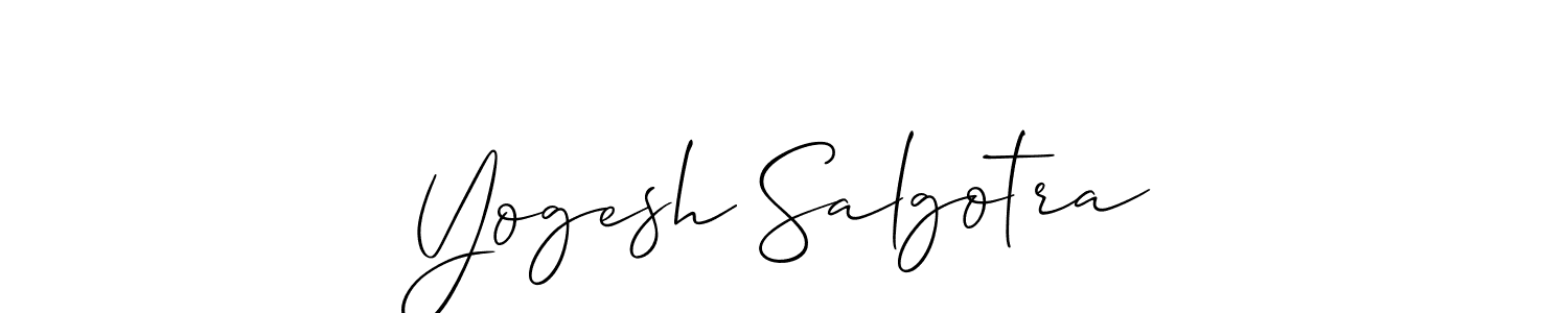 How to make Yogesh Salgotra name signature. Use Allison_Script style for creating short signs online. This is the latest handwritten sign. Yogesh Salgotra signature style 2 images and pictures png