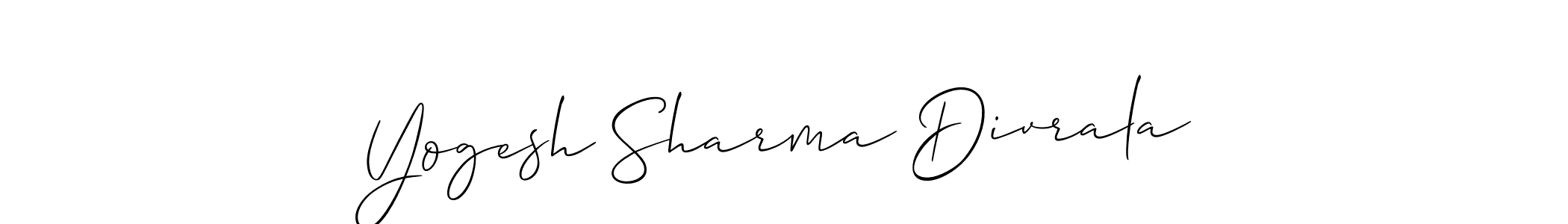 The best way (Allison_Script) to make a short signature is to pick only two or three words in your name. The name Yogesh Sharma Divrala include a total of six letters. For converting this name. Yogesh Sharma Divrala signature style 2 images and pictures png