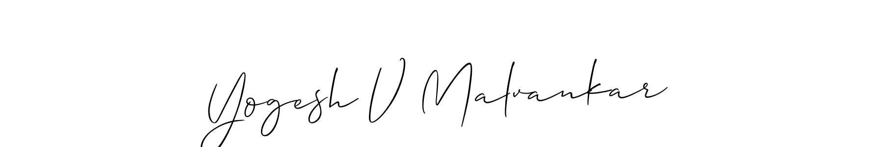 The best way (Allison_Script) to make a short signature is to pick only two or three words in your name. The name Yogesh V Malvankar include a total of six letters. For converting this name. Yogesh V Malvankar signature style 2 images and pictures png