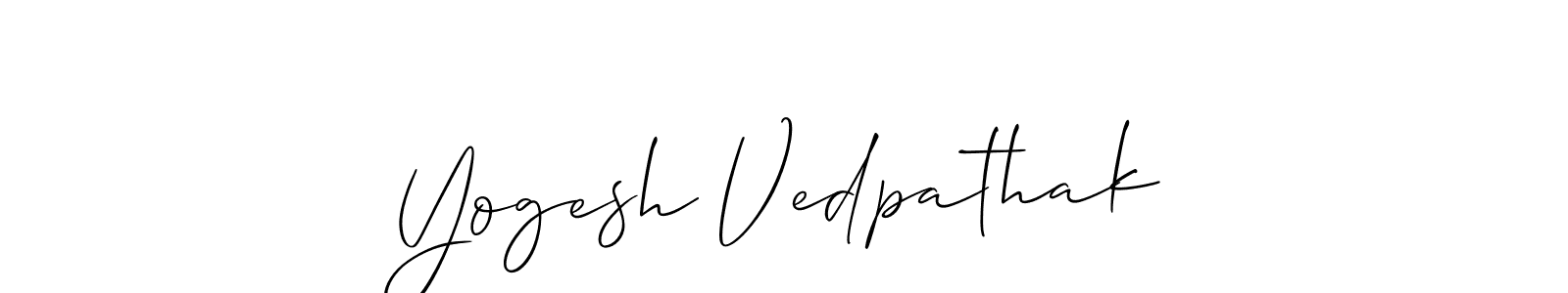 Yogesh Vedpathak stylish signature style. Best Handwritten Sign (Allison_Script) for my name. Handwritten Signature Collection Ideas for my name Yogesh Vedpathak. Yogesh Vedpathak signature style 2 images and pictures png