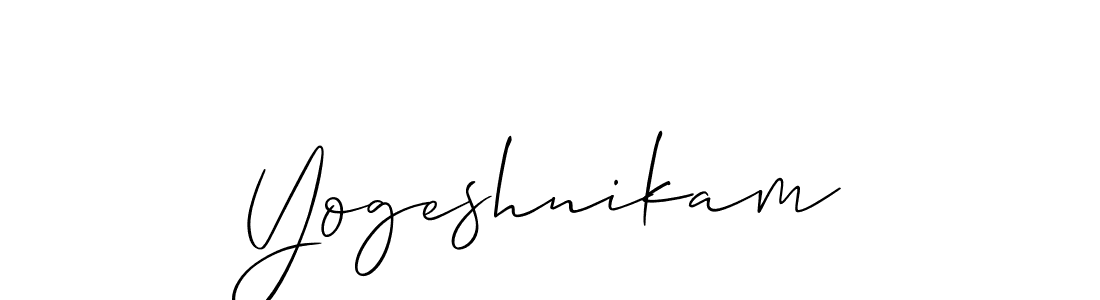 How to make Yogeshnikam signature? Allison_Script is a professional autograph style. Create handwritten signature for Yogeshnikam name. Yogeshnikam signature style 2 images and pictures png