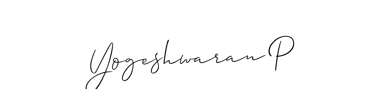Create a beautiful signature design for name Yogeshwaran P. With this signature (Allison_Script) fonts, you can make a handwritten signature for free. Yogeshwaran P signature style 2 images and pictures png