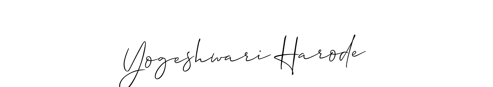 Also we have Yogeshwari Harode name is the best signature style. Create professional handwritten signature collection using Allison_Script autograph style. Yogeshwari Harode signature style 2 images and pictures png