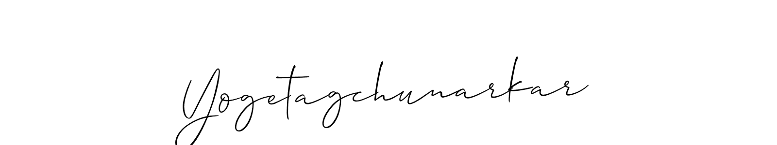 Allison_Script is a professional signature style that is perfect for those who want to add a touch of class to their signature. It is also a great choice for those who want to make their signature more unique. Get Yogetagchunarkar name to fancy signature for free. Yogetagchunarkar signature style 2 images and pictures png
