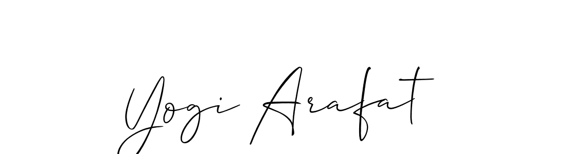Make a beautiful signature design for name Yogi Arafat. With this signature (Allison_Script) style, you can create a handwritten signature for free. Yogi Arafat signature style 2 images and pictures png