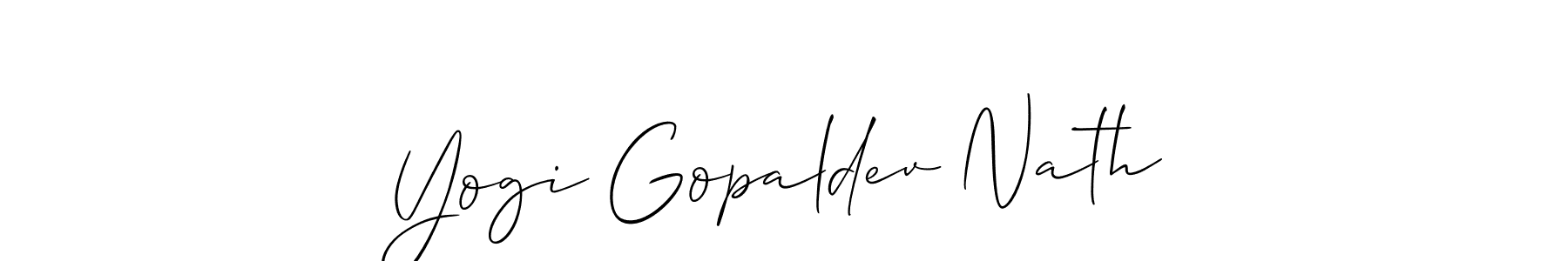 The best way (Allison_Script) to make a short signature is to pick only two or three words in your name. The name Yogi Gopaldev Nath include a total of six letters. For converting this name. Yogi Gopaldev Nath signature style 2 images and pictures png