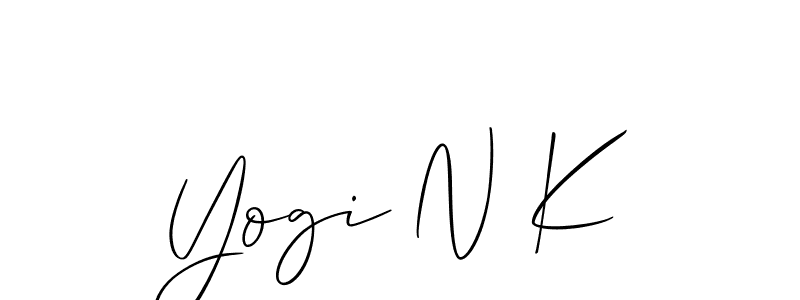 if you are searching for the best signature style for your name Yogi N K. so please give up your signature search. here we have designed multiple signature styles  using Allison_Script. Yogi N K signature style 2 images and pictures png