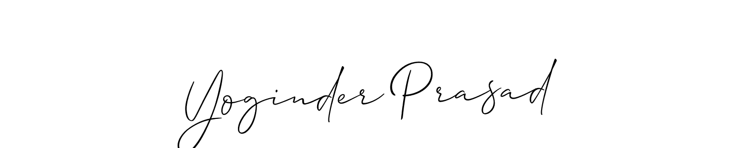 The best way (Allison_Script) to make a short signature is to pick only two or three words in your name. The name Yoginder Prasad include a total of six letters. For converting this name. Yoginder Prasad signature style 2 images and pictures png