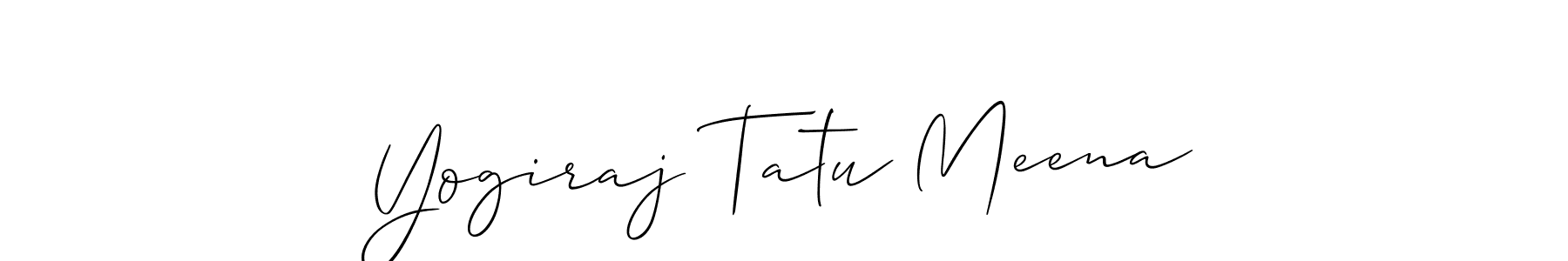 Allison_Script is a professional signature style that is perfect for those who want to add a touch of class to their signature. It is also a great choice for those who want to make their signature more unique. Get Yogiraj Tatu Meena name to fancy signature for free. Yogiraj Tatu Meena signature style 2 images and pictures png