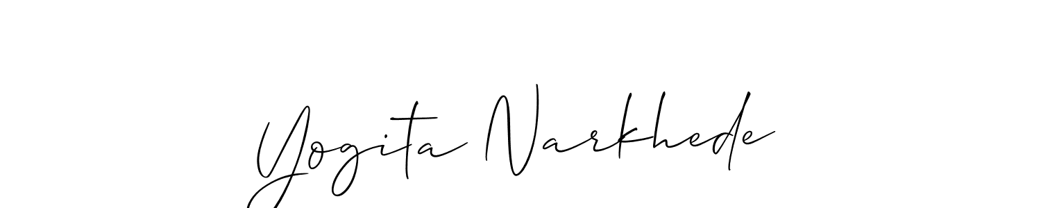 The best way (Allison_Script) to make a short signature is to pick only two or three words in your name. The name Yogita Narkhede include a total of six letters. For converting this name. Yogita Narkhede signature style 2 images and pictures png