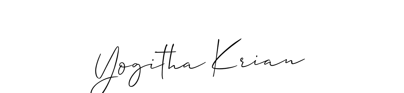 Also You can easily find your signature by using the search form. We will create Yogitha Krian name handwritten signature images for you free of cost using Allison_Script sign style. Yogitha Krian signature style 2 images and pictures png