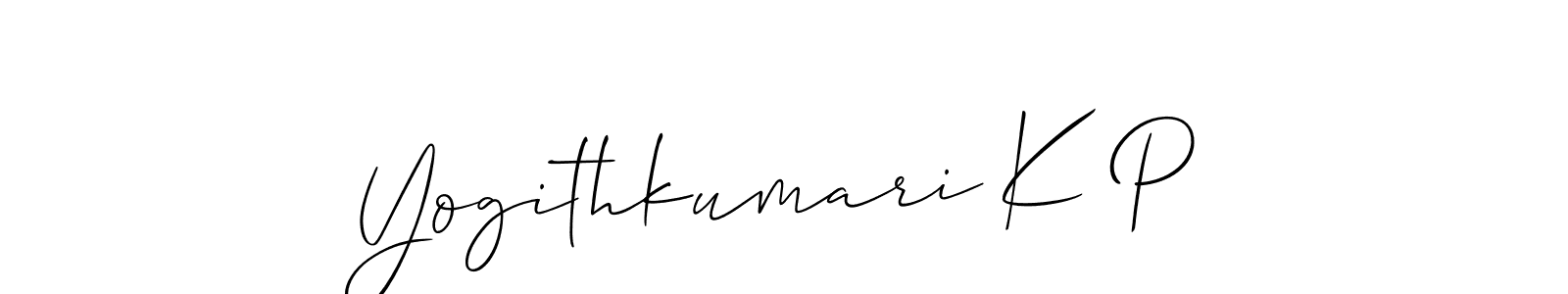 Also You can easily find your signature by using the search form. We will create Yogithkumari K P name handwritten signature images for you free of cost using Allison_Script sign style. Yogithkumari K P signature style 2 images and pictures png