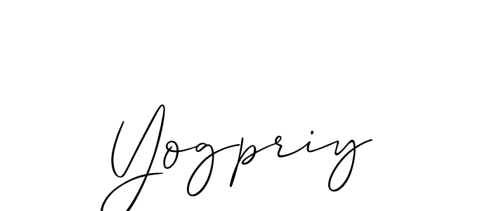 It looks lik you need a new signature style for name Yogpriy. Design unique handwritten (Allison_Script) signature with our free signature maker in just a few clicks. Yogpriy signature style 2 images and pictures png