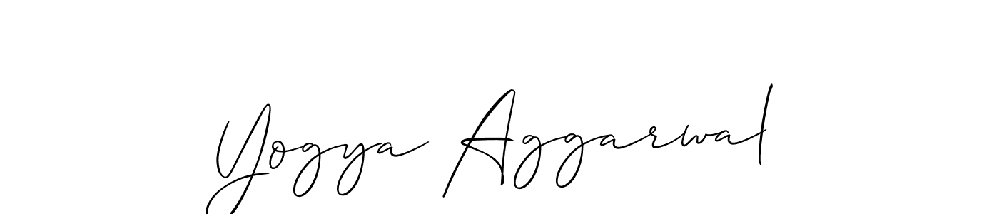 Allison_Script is a professional signature style that is perfect for those who want to add a touch of class to their signature. It is also a great choice for those who want to make their signature more unique. Get Yogya Aggarwal name to fancy signature for free. Yogya Aggarwal signature style 2 images and pictures png