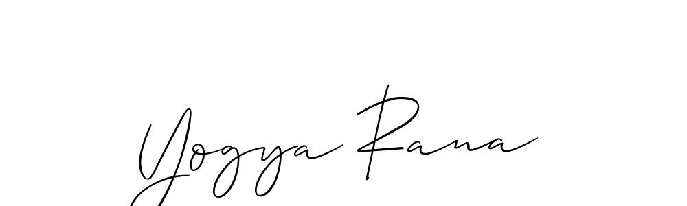 Make a beautiful signature design for name Yogya Rana. With this signature (Allison_Script) style, you can create a handwritten signature for free. Yogya Rana signature style 2 images and pictures png