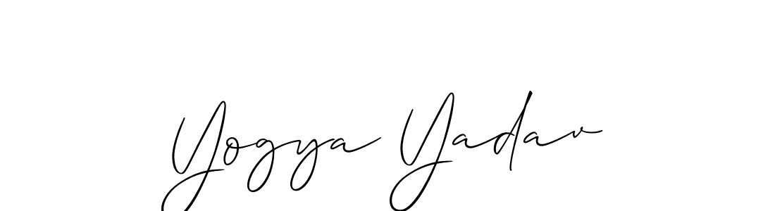 How to make Yogya Yadav name signature. Use Allison_Script style for creating short signs online. This is the latest handwritten sign. Yogya Yadav signature style 2 images and pictures png