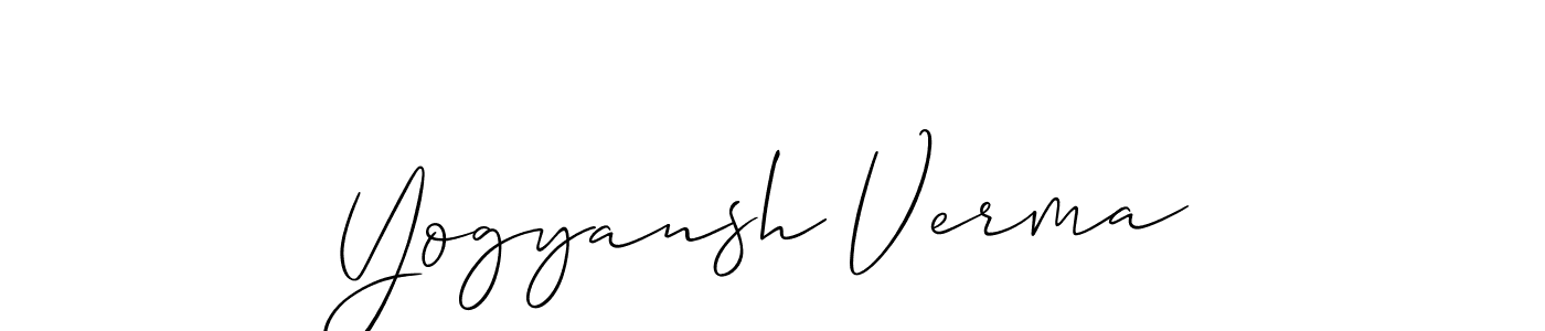 Make a short Yogyansh Verma signature style. Manage your documents anywhere anytime using Allison_Script. Create and add eSignatures, submit forms, share and send files easily. Yogyansh Verma signature style 2 images and pictures png