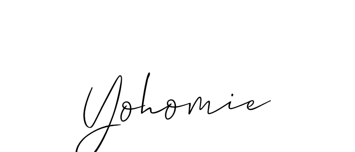 Yohomie stylish signature style. Best Handwritten Sign (Allison_Script) for my name. Handwritten Signature Collection Ideas for my name Yohomie. Yohomie signature style 2 images and pictures png