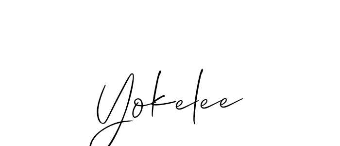 The best way (Allison_Script) to make a short signature is to pick only two or three words in your name. The name Yokelee include a total of six letters. For converting this name. Yokelee signature style 2 images and pictures png