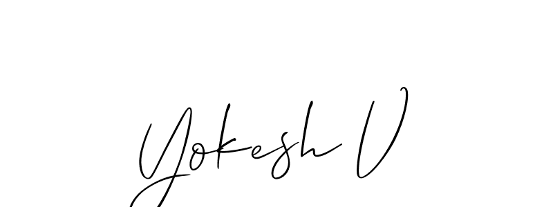 Design your own signature with our free online signature maker. With this signature software, you can create a handwritten (Allison_Script) signature for name Yokesh V. Yokesh V signature style 2 images and pictures png