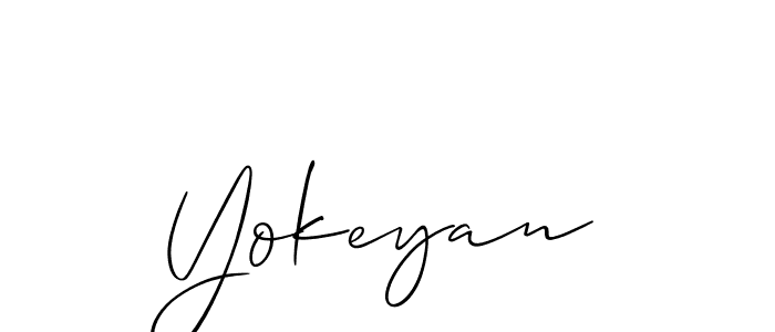 Make a beautiful signature design for name Yokeyan. With this signature (Allison_Script) style, you can create a handwritten signature for free. Yokeyan signature style 2 images and pictures png