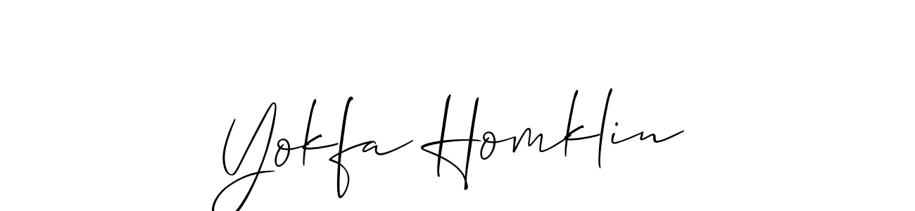 Use a signature maker to create a handwritten signature online. With this signature software, you can design (Allison_Script) your own signature for name Yokfa Homklin. Yokfa Homklin signature style 2 images and pictures png