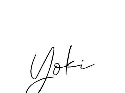 How to make Yoki signature? Allison_Script is a professional autograph style. Create handwritten signature for Yoki name. Yoki signature style 2 images and pictures png