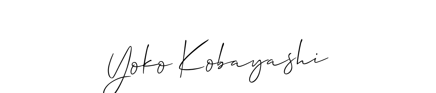 if you are searching for the best signature style for your name Yoko Kobayashi. so please give up your signature search. here we have designed multiple signature styles  using Allison_Script. Yoko Kobayashi signature style 2 images and pictures png