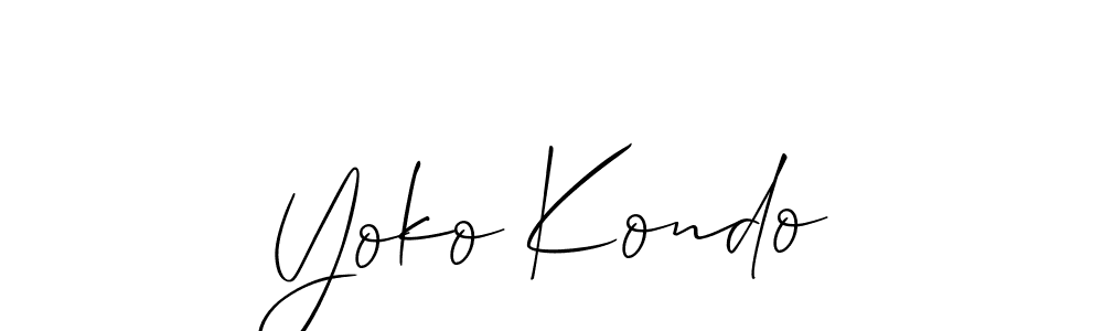 Allison_Script is a professional signature style that is perfect for those who want to add a touch of class to their signature. It is also a great choice for those who want to make their signature more unique. Get Yoko Kondo name to fancy signature for free. Yoko Kondo signature style 2 images and pictures png