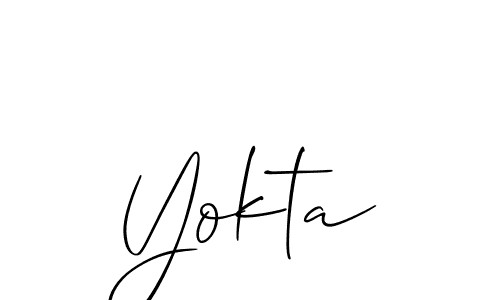 Use a signature maker to create a handwritten signature online. With this signature software, you can design (Allison_Script) your own signature for name Yokta. Yokta signature style 2 images and pictures png