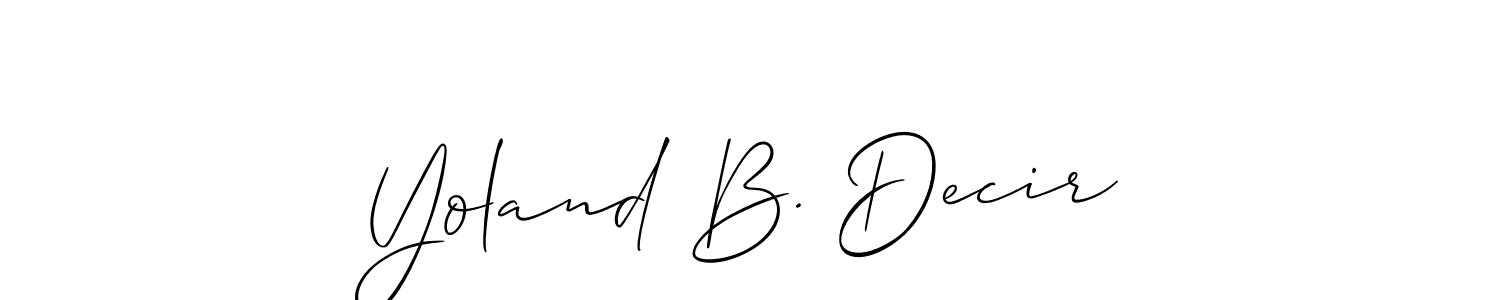 if you are searching for the best signature style for your name Yoland B. Decir. so please give up your signature search. here we have designed multiple signature styles  using Allison_Script. Yoland B. Decir signature style 2 images and pictures png