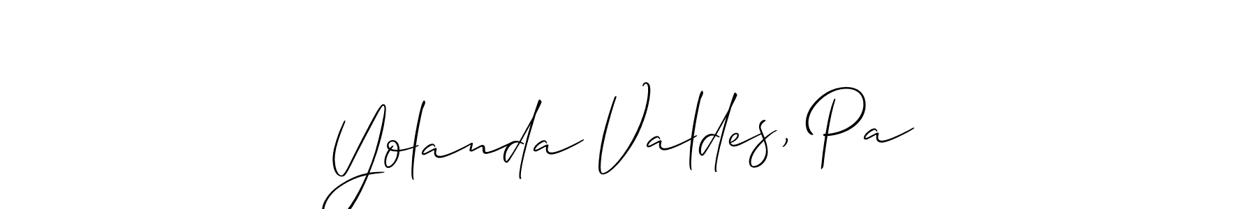 Allison_Script is a professional signature style that is perfect for those who want to add a touch of class to their signature. It is also a great choice for those who want to make their signature more unique. Get Yolanda Valdes, Pa name to fancy signature for free. Yolanda Valdes, Pa signature style 2 images and pictures png