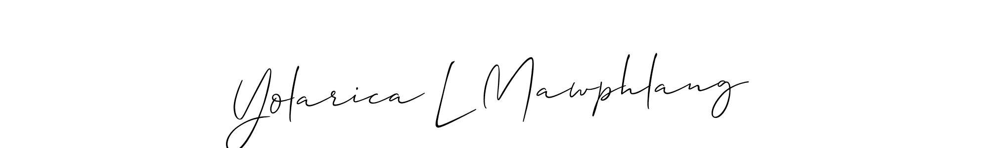 See photos of Yolarica L Mawphlang official signature by Spectra . Check more albums & portfolios. Read reviews & check more about Allison_Script font. Yolarica L Mawphlang signature style 2 images and pictures png