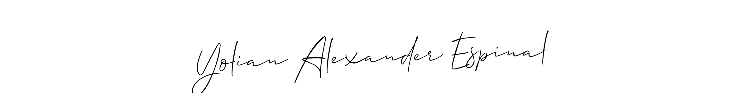 if you are searching for the best signature style for your name Yolian Alexander Espinal. so please give up your signature search. here we have designed multiple signature styles  using Allison_Script. Yolian Alexander Espinal signature style 2 images and pictures png