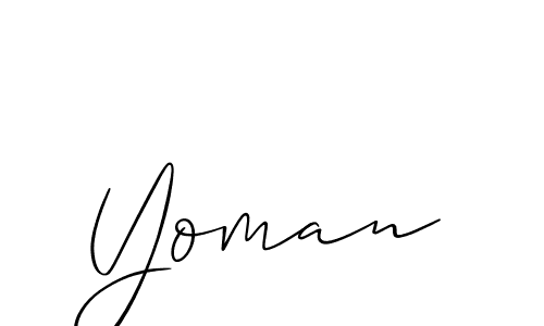 Use a signature maker to create a handwritten signature online. With this signature software, you can design (Allison_Script) your own signature for name Yoman. Yoman signature style 2 images and pictures png